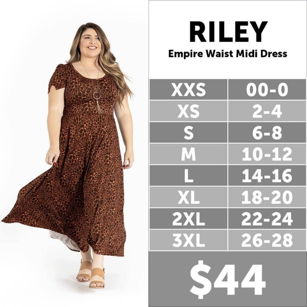 LuLaRoe Riley Midi Dress Size XS White Brown Floral - Picture 7 of 7